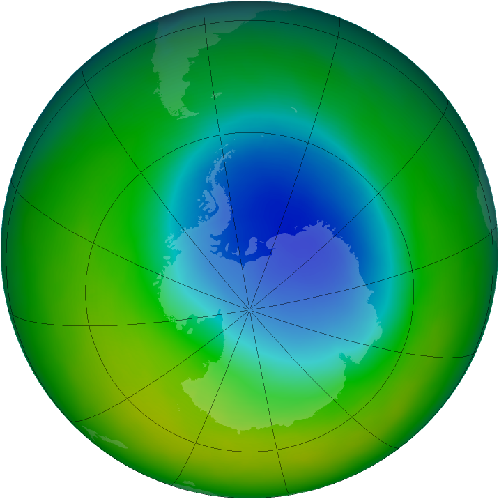 Antarctic ozone map for November 2014
